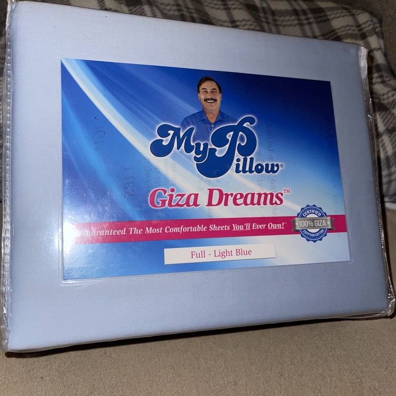 NEW My Pillow Full Light Blue Giza Dreams 400 TC 4 Piece Set