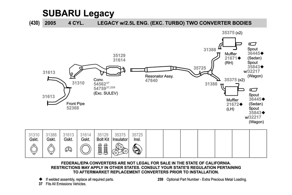 For Subaru Legacy 05-09 Exhaust Muffler Quiet-Flow Passenger Side Stainless - Image 3 of 4