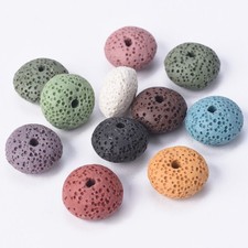 20pcs Rondelle Shape 16x10mm Natural Lava Stone Loose Beads For Jewelry Making