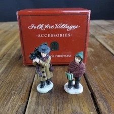 Lang & Wise Joy of Christmas Man Carrying Tree & Woman Holding Present 30010604