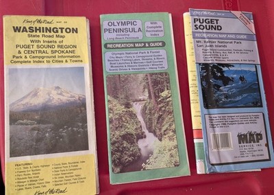 Vintage King of the Road PNW Olympic Peninsula Puget Sound Map Lot 3 - 1287