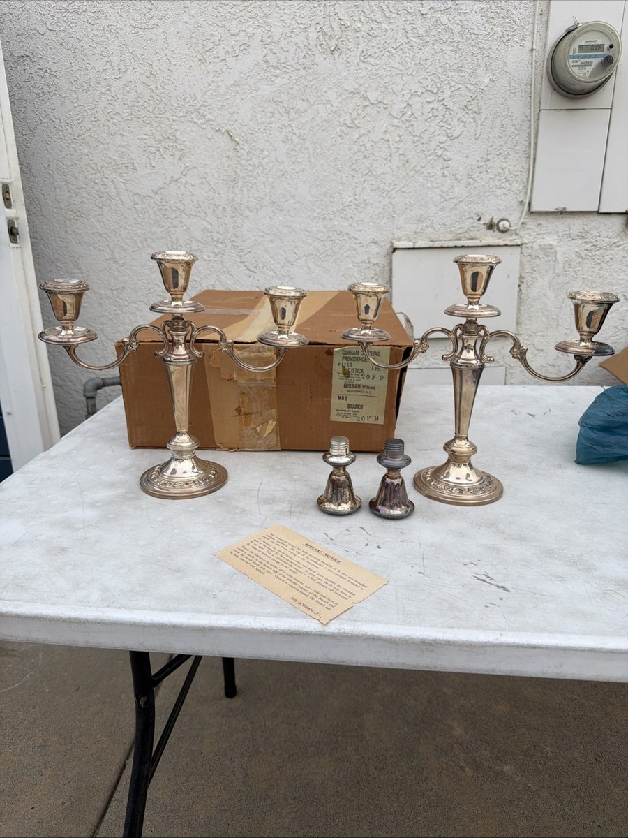 Gorham Strasbourg Candelabra 1130 3-Light Candlesticks Sterling
