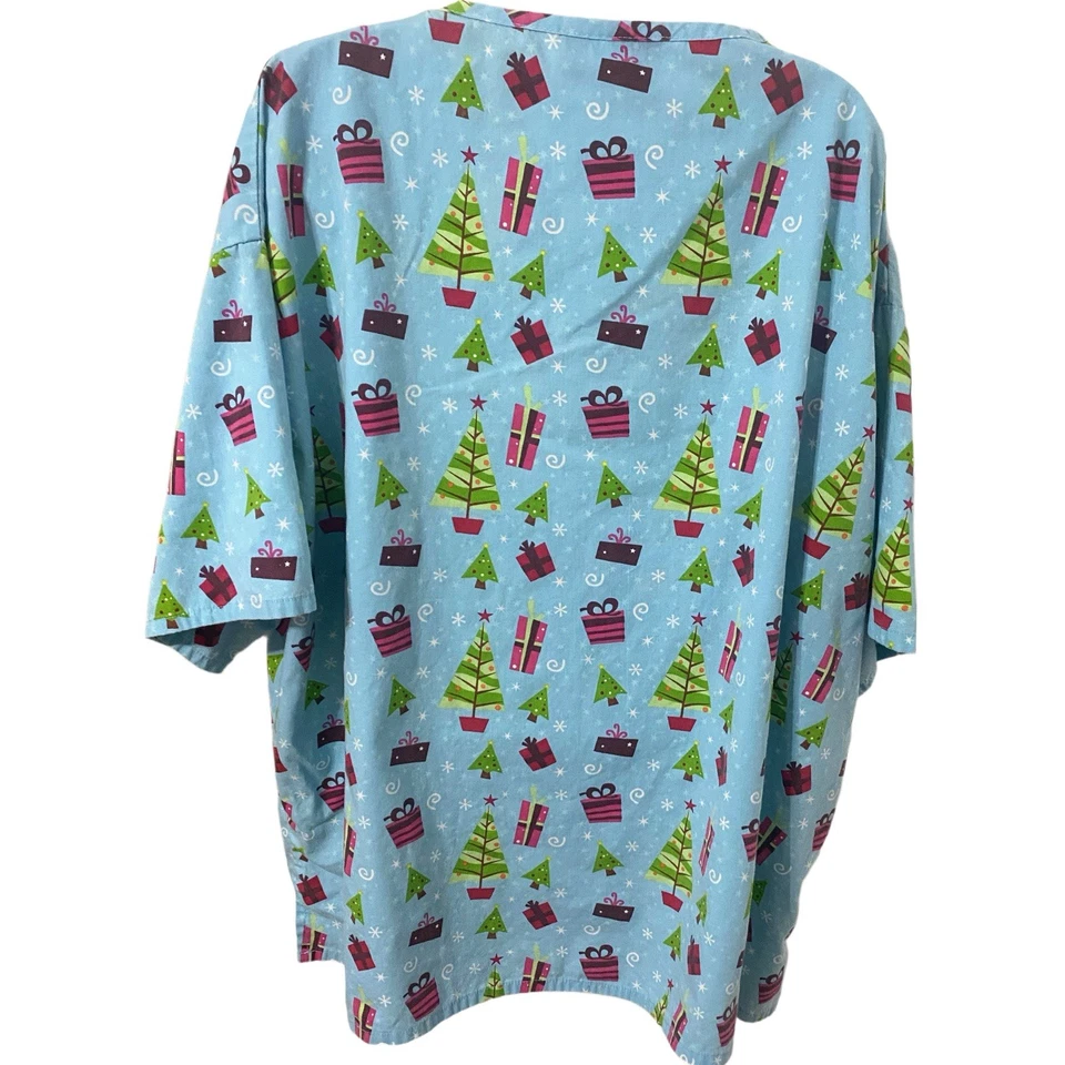 Melrose by May-Hill Uniforms SZ Unisex 3XL Christmas Tree Scrub Top V-Neck - Image 2 of 4