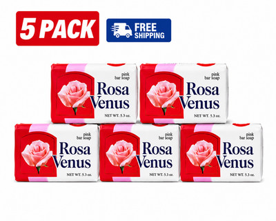 Rosa Venus Pink Bar Soap 5 Pack Moisturizing Bath Body Soap Floral Scent 3.5 Oz