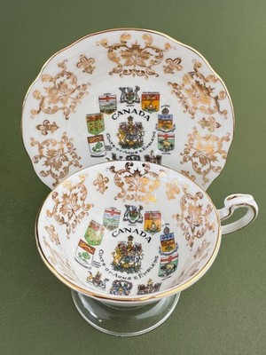 Paragon by Appointment Canada Coats of Arms Emblems Gold Trim Teacup & Saucer