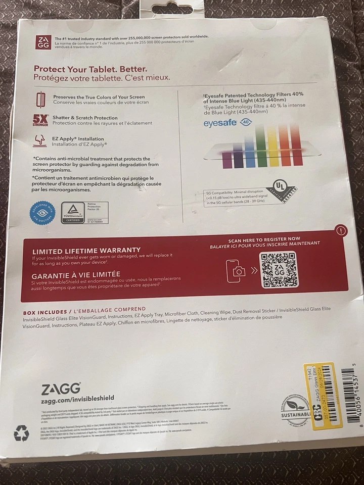 Zagg Invisible Shield Glass + Shield for iPad Pro 11" Gen. 1-4 And Air 4/5 New - Image 2 of 2
