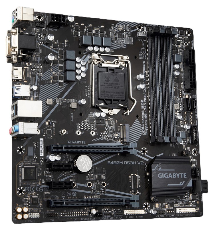 Gigabyte B460M DS3H V2 Motherboard 1200 Supports 10th Gen PCIe Gen3 x4 M.2