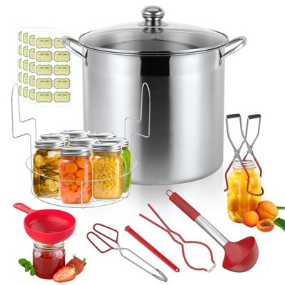 BriSunshine 21.5QT Stainless Steel Canning Pot with Rack and Lid