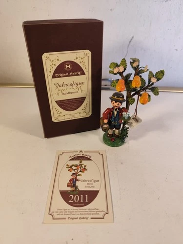Hubrig Figurine Annual Figure Pear 2011 Certificate Ladybug Obstler Barrel Original Packaging