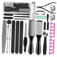 Professional Pedicure Kit, 36 in 1 Stainless Steel Foot Care Kit Black Pink
