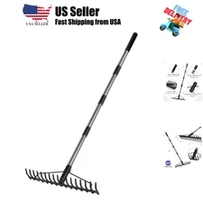 5.4FT Bow Rake Heavy Duty Garden Rake with Stainless Steel Handle, 17 Steel T...