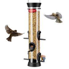 6 Ports Tube Bird Feeder for Outdoors Hanging Removable Base and Perch Easy