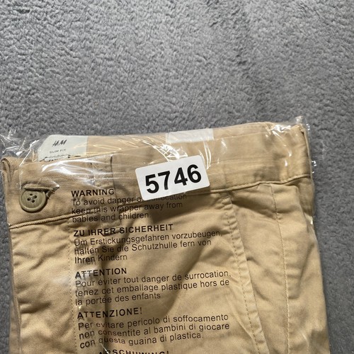 H&M Pantalone Beige Uomo W32 L32 Slim Fit Chino Misto Cotone Abbigliamento da Lavoro - Foto 12 di 12