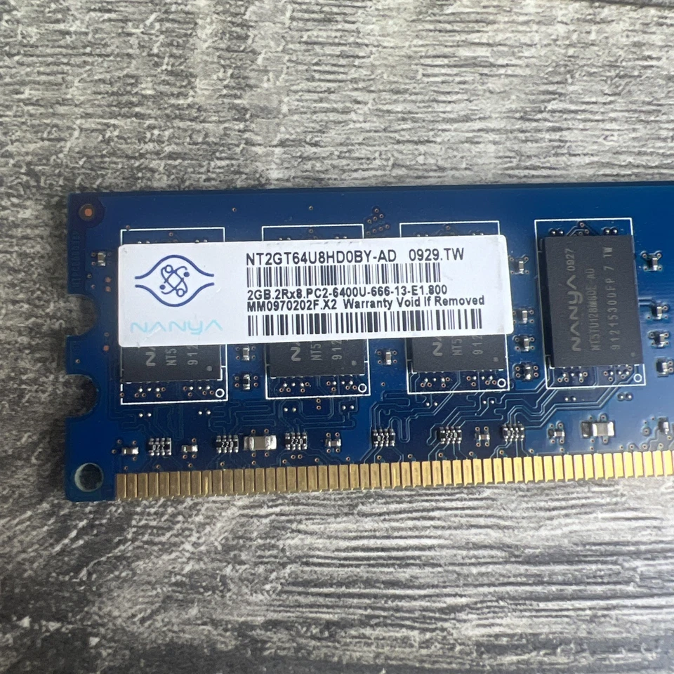 NEW Nanya 2GB DDR2 2Rx8 PC2-6400U 240pin DIMM DESKTOP MEMORY NT2GT64U8HD0BY-AD  - Image 2 of 4