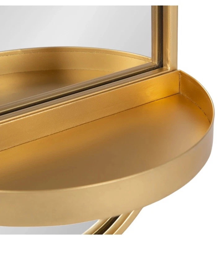 Kate and Laurel Estero Gold Metal Wall Mirror with Shelf (24.25" H x 11" W) - Image 4 of 4