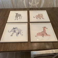 Set of 4 Pottery Barn Kids Nursery Animal Framed Art (14") ($276)