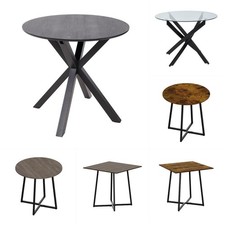 80cm Round Dining Table for 4-6 People Farmhouse Wood/Glass Kitchen Dinner Table