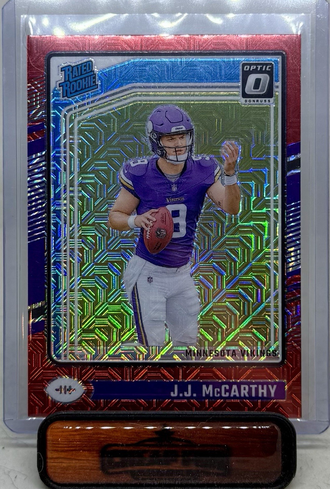 J.J. McCARTHY RC 2024 DONRUSS OPTIC RATED ROOKIE RED HYPER PRIZM 235 VIKINGS
