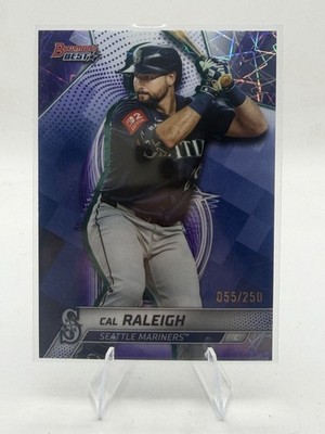 2025 Bowman's Best Cal Raleigh Purple Lazer Refractor #/250 Mariners
