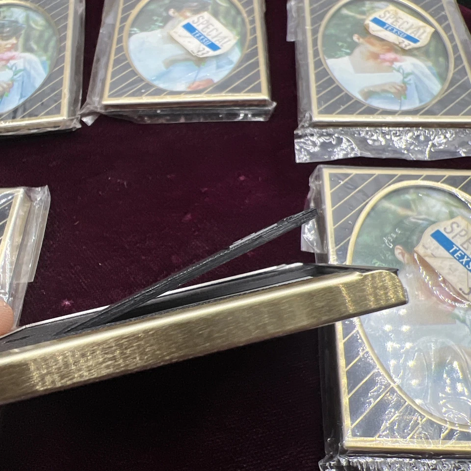 Vintage Mini Photo Frame 80s Art Deco Black Gold Set of 6 Retro Table Decor - Image 4 of 4