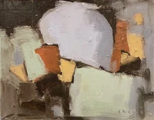 Original Unique Oil Painting Abstract Rocky Landscape Aldo Cherres Art