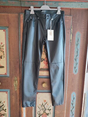 Neu! MAC Hose in Kunstleder-Optik 5-pocket slim vegan schwarz Gr.34/28 Blogger