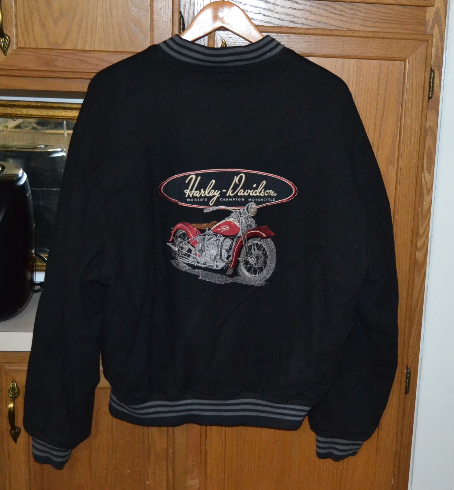 Harley Davidson Wool Shell Jacket Black Knucklehe… - image 5