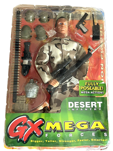 Vintage 2002 Playco Toys GX MEGA Forces Desert Infantry Poseable Action Figure