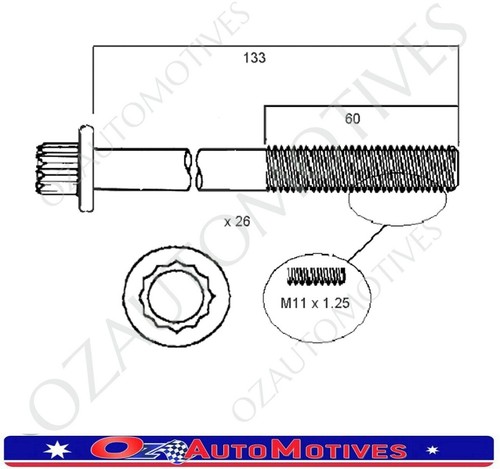 HEAD BOLTS SET 1HZ 12V SOHC FITS TOYOTA COASTER HZB50 Bus 4.2 D 4164cc 1987-2002 - Picture 3 of 4