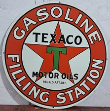 Texaco & Wolf's Head Porcelain Enamel Sign  30 x 30 Inches 1 Sided