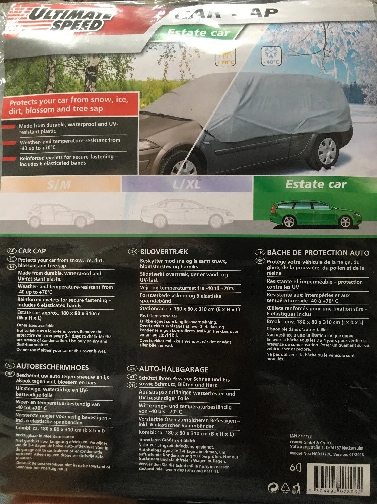 Ultimate Speed Car Cover Cap Winter Protection Xl Estat. Car Snow Vehicle Hood