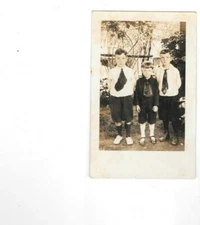 Postcard RPPC Real Photo 3 Little Boys Posing in Their Best Clothes c. 1918-1930