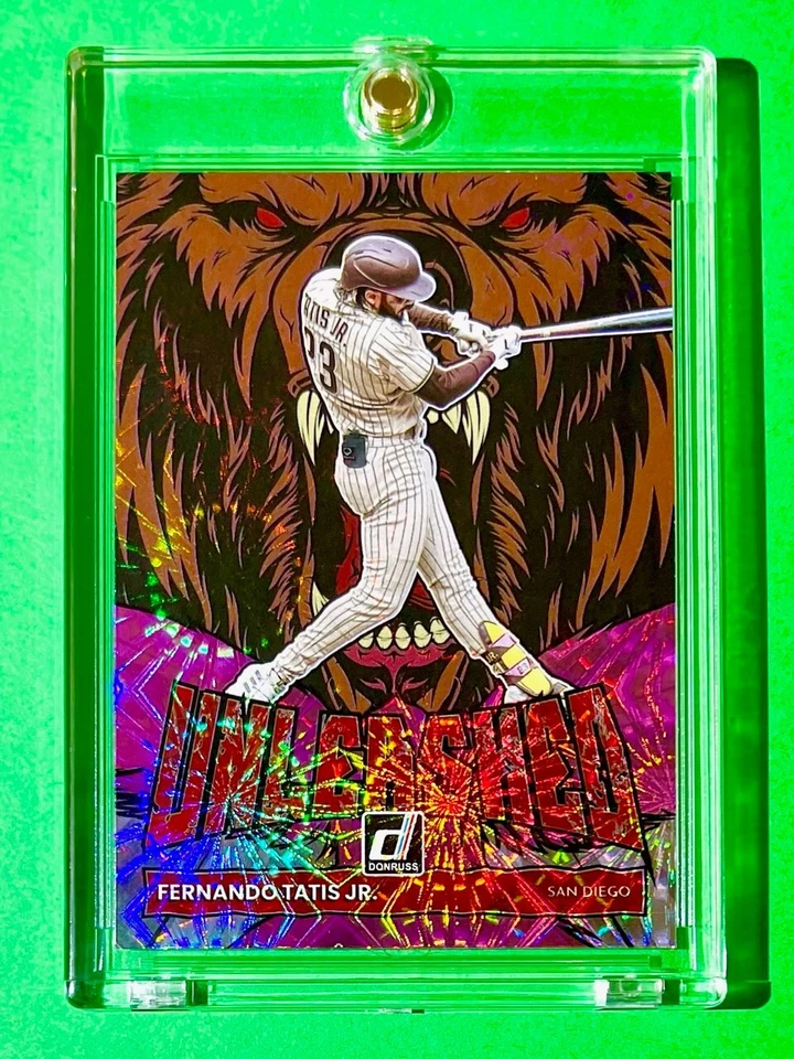 Fernando Tatis Jr RARE MINT PINK FIREWORKS REFRACTOR UNLEASHED DONRUSS INSERT - Image 4 of 4