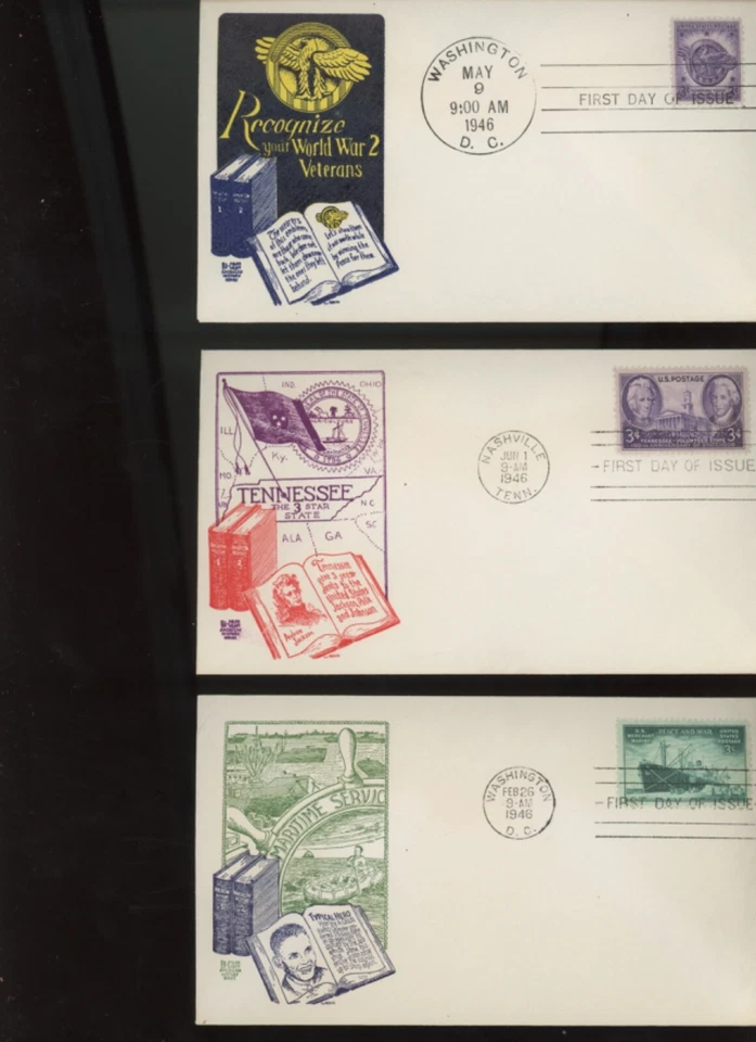 US FIRST DAY COVER 1945 1946 1947 BI COLOR CRAFT CACHET FDC 13 in auction mb30 - Image 3 of 4