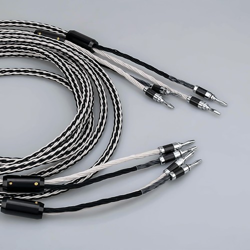 8N OCC 8AG HiFi Speaker Cable with Splitter Banana Y Spade Plug for AMP DAC - Picture 4 of 12