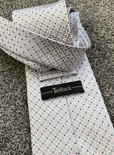Corbata inteligente para hombre plateada rosa con múltiples patrones 3,75" de ancho 57" de largo - Imagen 2 de 3