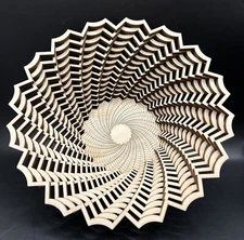 9” Spiral Wood Bowl Baltic By Design “Fern” Laser Cut Art Hand Made In USA