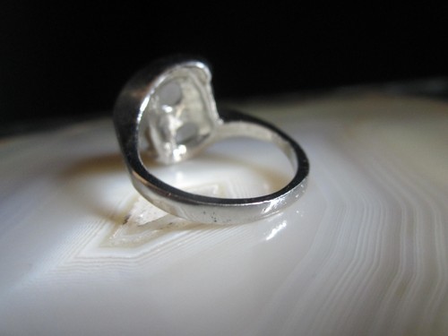 Ring Edelstahl Milchachat dekorativ präsent 18,5 mm 7 g seltener Stein edel - Bild 10 von 10