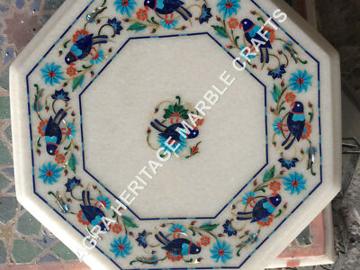 Marvelous Marble Octagon Bedroom Table Top Turquoise Multi Inlay Bird Arts H5394