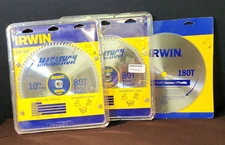 Lot of 3 NEW Irwin Marathon 10" 80T and 180T Carbide Circular Saw Blades
