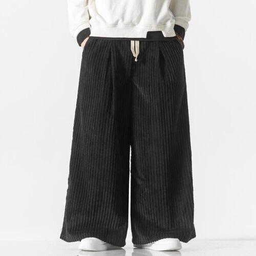 Herren Cord Baggy Hose Locker Freizeit Elastischer Bund Weite Beine Hose Neu - Bild 14 von 16