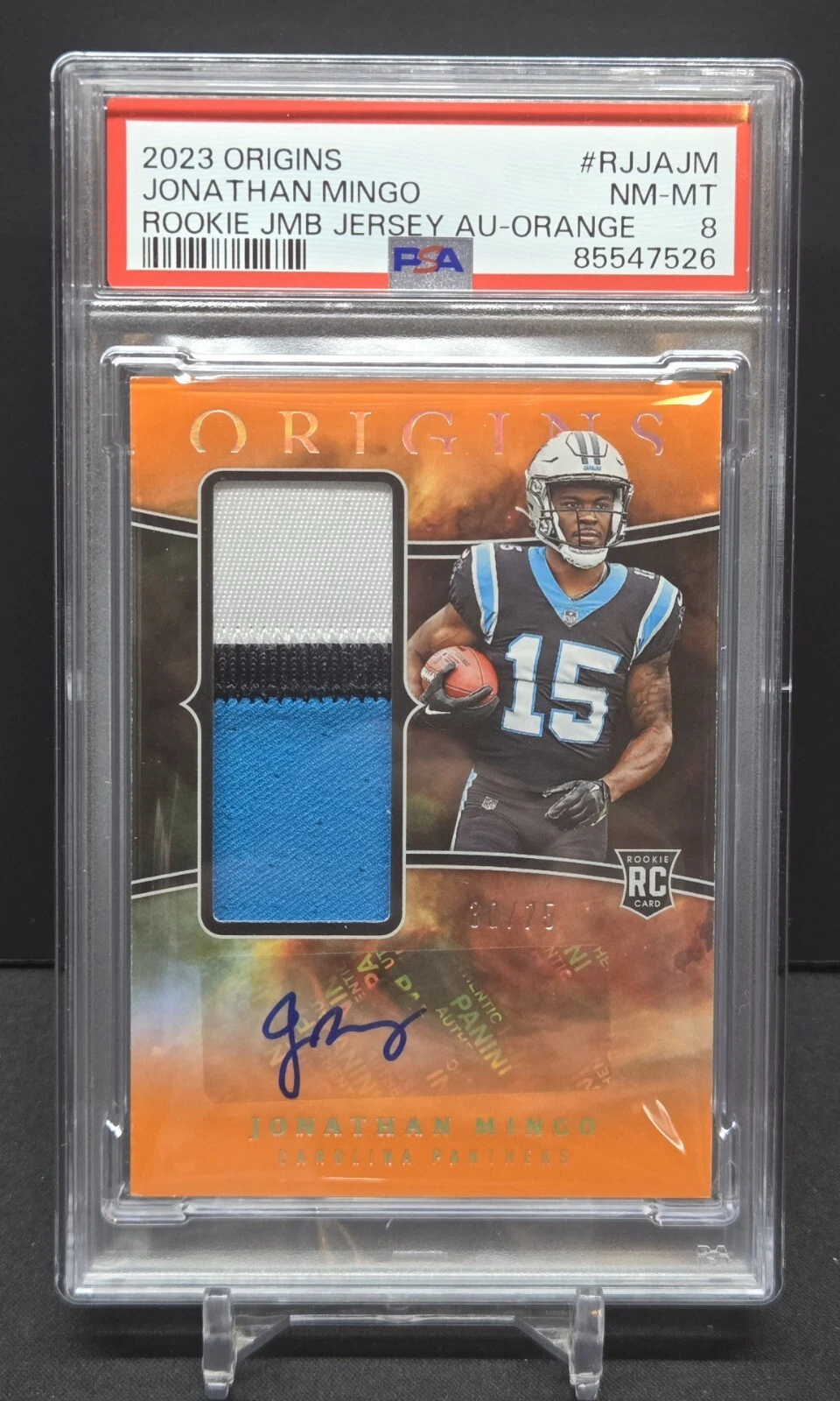 Jonathan Mingo Panini Origins Rookie Jumbo Jersey Autographs #RJJAJM Orange