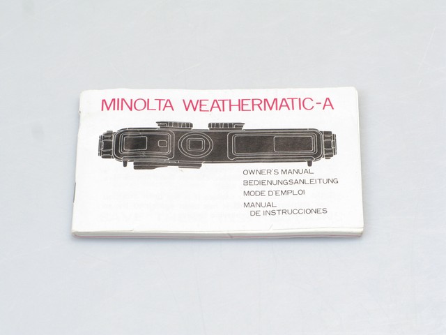 Minolta Bedienungsanleitung Anleitung für Minolta Weathermatic-A - gebraucht Minolta Bedienungsanleitung Anleitung für Minolta Weathermatic-A - gebraucht