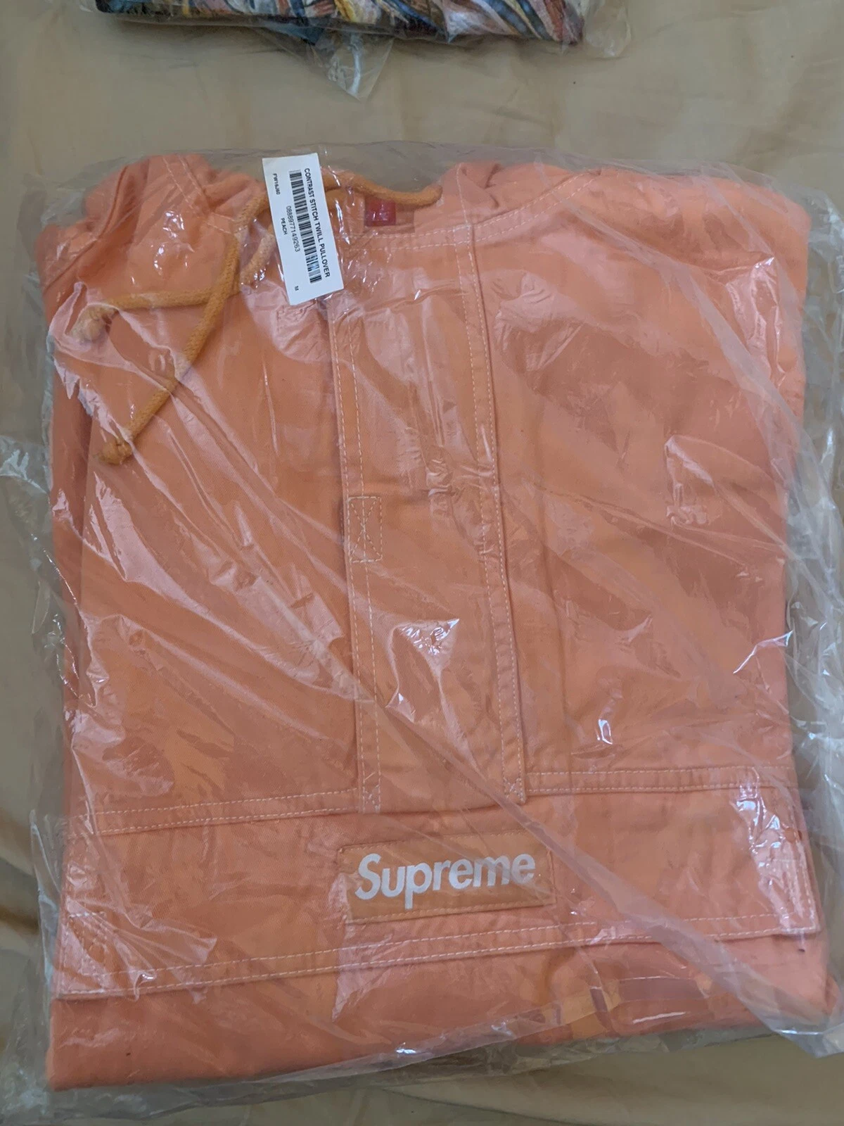 Pull sergé pêche 100 % authentique Supreme FW16 point de contraste   Taille M MOYENNE