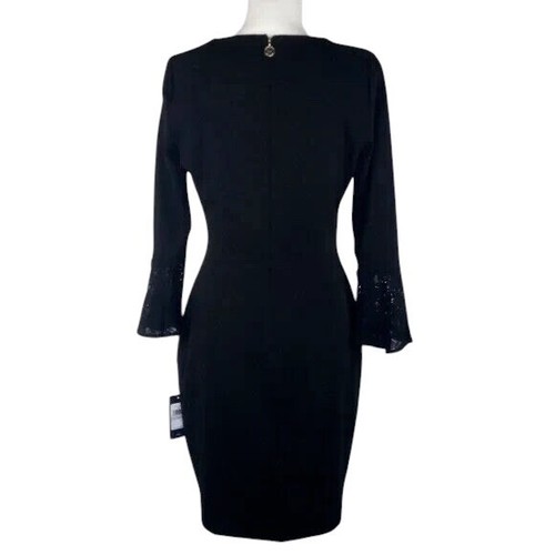 Tommy Hilfiger Womens Sheath Dress Size 6 Black Bell Sleeve Career Business - Picture 2 of 8