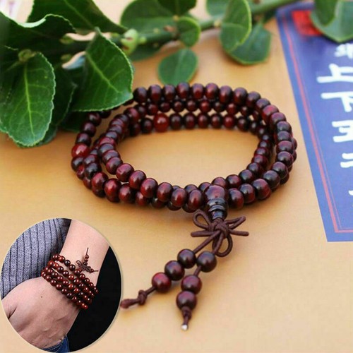 Sandalwood Buddhist Buddha Meditation 108 Prayer Bead Mala-Bracelets р△ λ' M9U9 - Picture 3 of 6