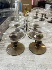 Set of 5 Libbey Tulip Brown champagne/sherbet  glasses