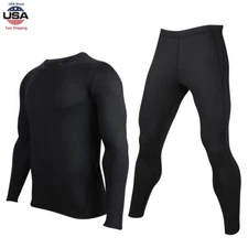 Men Winter Fleece Underwear Base Layer Set Motorcycle Ski Warm Shirts Long Johns