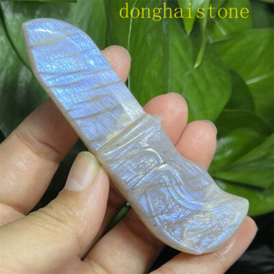 A++ 1pc Natural moonstone Hand Carved Dagger skull Quartz Crystal Figurines 3''+