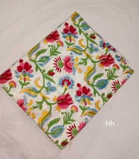 Indian Handmade Floral Hand Block Print Running Cotton Voile Fabric By The Yard